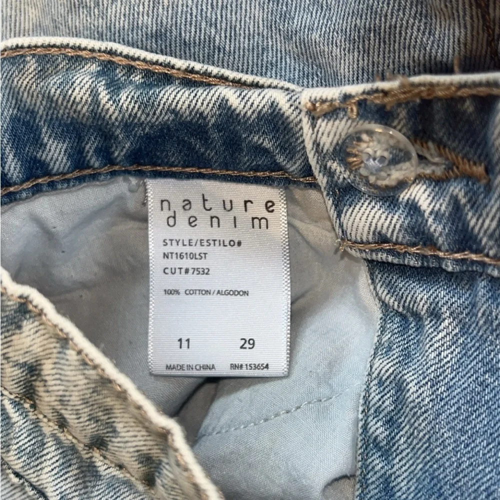 Nature Denim Light Wash Distressed Wide leg Jeans - Picture 5 of 10